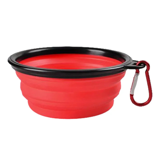 Collapsible Pet Silicone Dog Food Water Bowl Outdoor Camping Travel Portable Folding Supplies Dishes with Carabiner Pet supplies