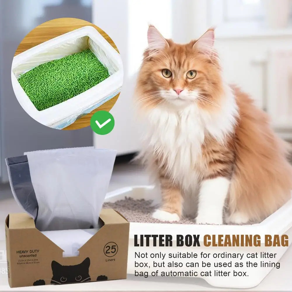 Automatic Cat Litter Box Self Cleaning Bag 25pcs Load-Bearing Thick Waste Bags For Cat Feces With Drawstring Cat Supplies For