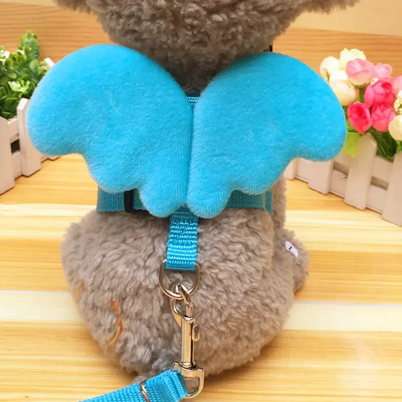 Cute Angel Pet Puppy Dog Leashes And Collars Set Cat  Harness 3D Wings Adjustable for Small Medium Dogs Outdoor Walking Supplies