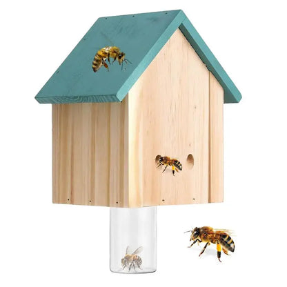 Wood Bee Traps for Outside Natural Cabin Style Carpenter Bees Traps for Outdoors Bee Catchers for Outside Hang from Eaves Deck