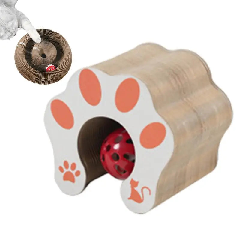 Cardboard Cat Toy Foldable Cat Scratcher Cardboard With Ball Kitty Scratching Post Cat Ball Track Accordion Toys cat toy