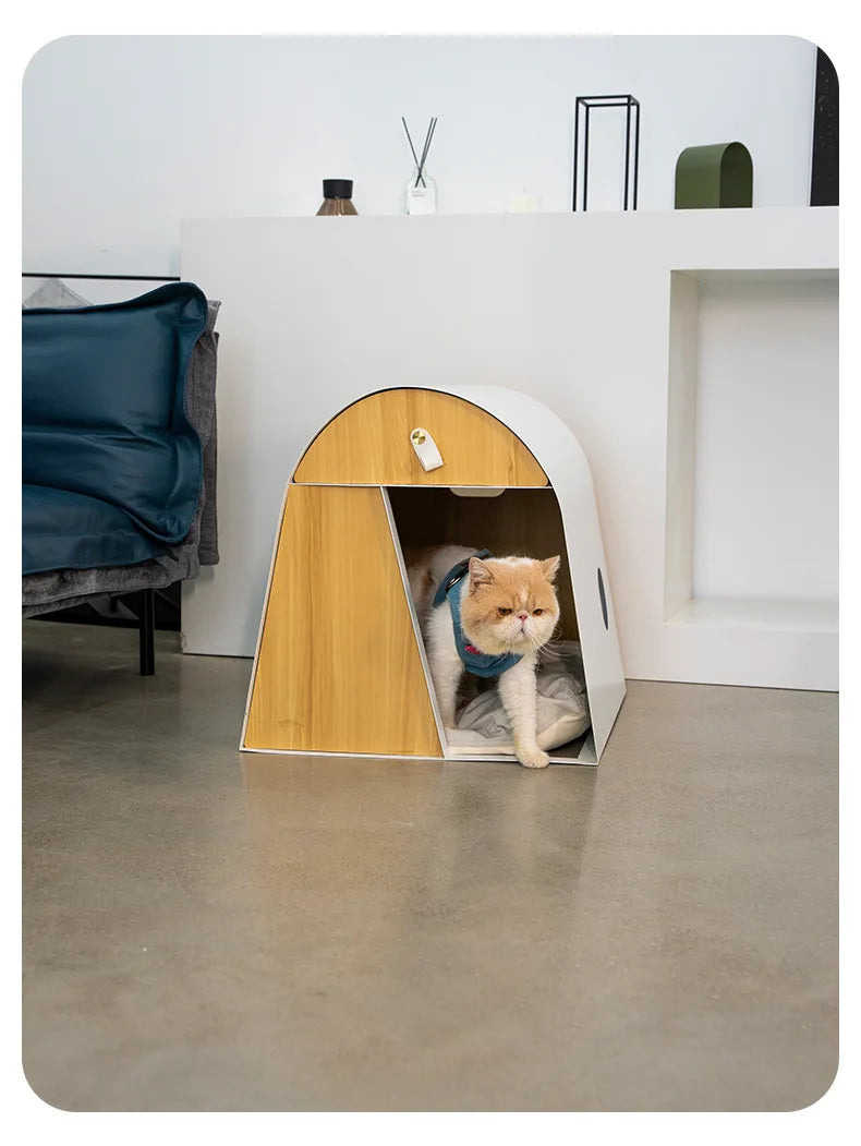 Iron Kennel Cat Litter Solid Wood Internet Celebrity Cat Villa Pet Wooden House Dog House Cat