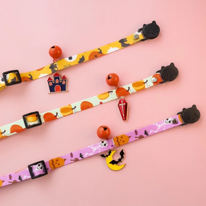 Lightweight Halloween Dog Collars Durable Skull Bat Pendant Cosplay Neck Accessories for Cats Personalized Decorate Pet Necklace