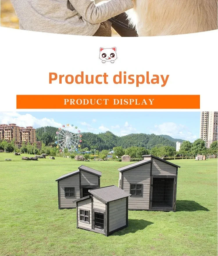 Solid Wooden Dog House Outdoor Double Top Outdoor Dog Crate Rainproof Golden Retriever Crate Extra Large Universal Dog House