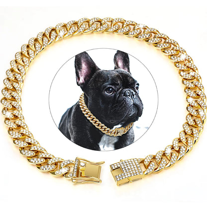 Full Diamond Gold Chain Necklace for Dog, Luxury Dog Collar, Large Gold Chain, Dog Supplies