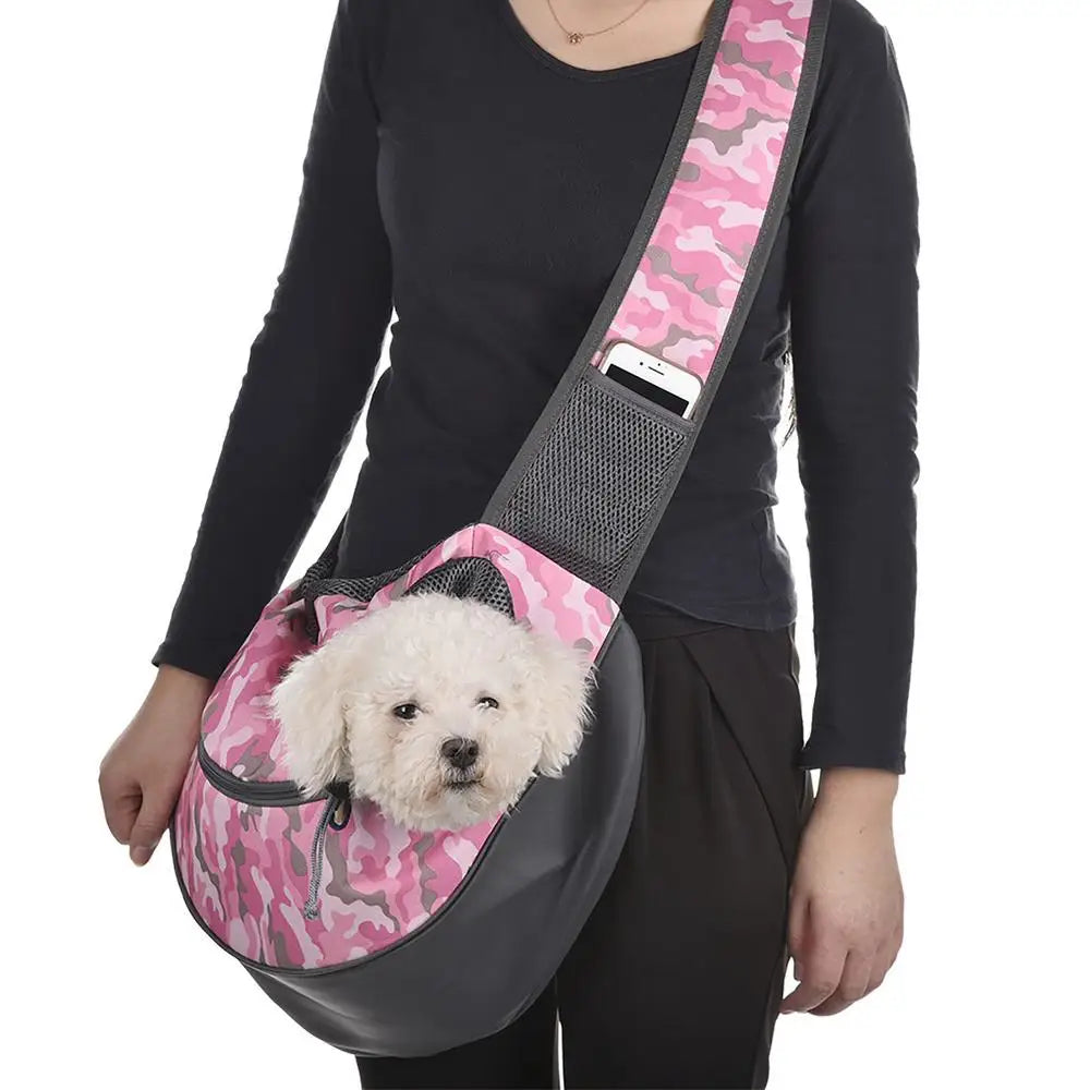 Dog Cat Sling Carrier Breathable Crossbody Puppy Carrying Purse Bag Thick Padded Adjustable Shoulder Strap Sling Bag Carrier For