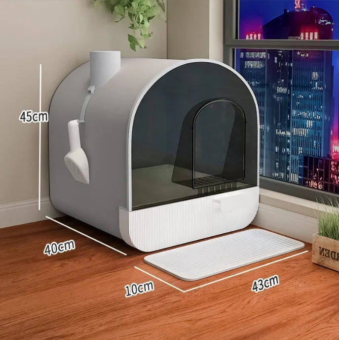 Hot Sale Easy Cleaning Closed Activated Carbon Deodorizing Semi-automatic Cat Litter Box