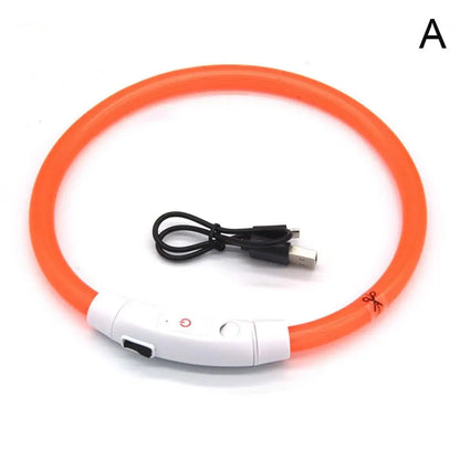 50cm LED Luminous Dog Collar Waterproof And Dustproof Visual Night Dog Walking To Prevent Lost Creative Color Dog Sub-sign Light