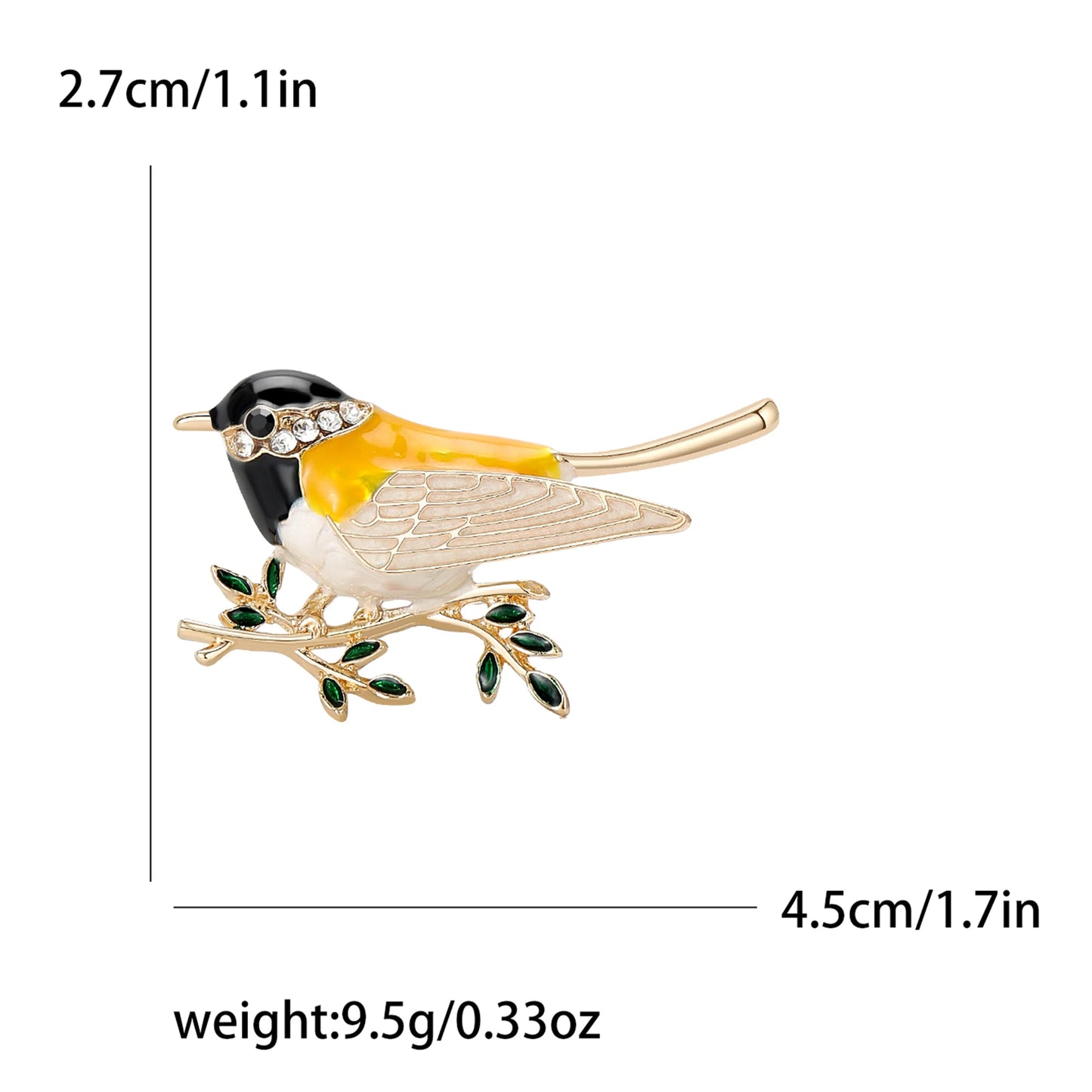 Enamel Bird Brooches for Women Rhinestone Sparrow Pins Magpie Badge Office Party Friend Gifts Accessories