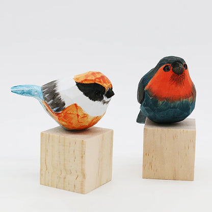 Wooden Bird Figurine Ornaments Handmade Carving Animals Miniature Crafts Art Decor Home Desktop Decoration Children Gifts