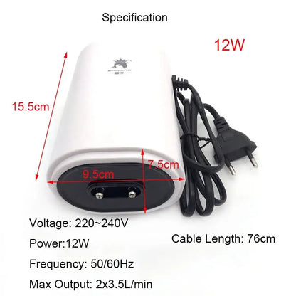 220V 3.5W 8W 12W Aquarium Air Pump Fish Tank Mini Air Compressor Oxygen Pump Aquarium Fish Tank Accessories Two Outputs Silent
