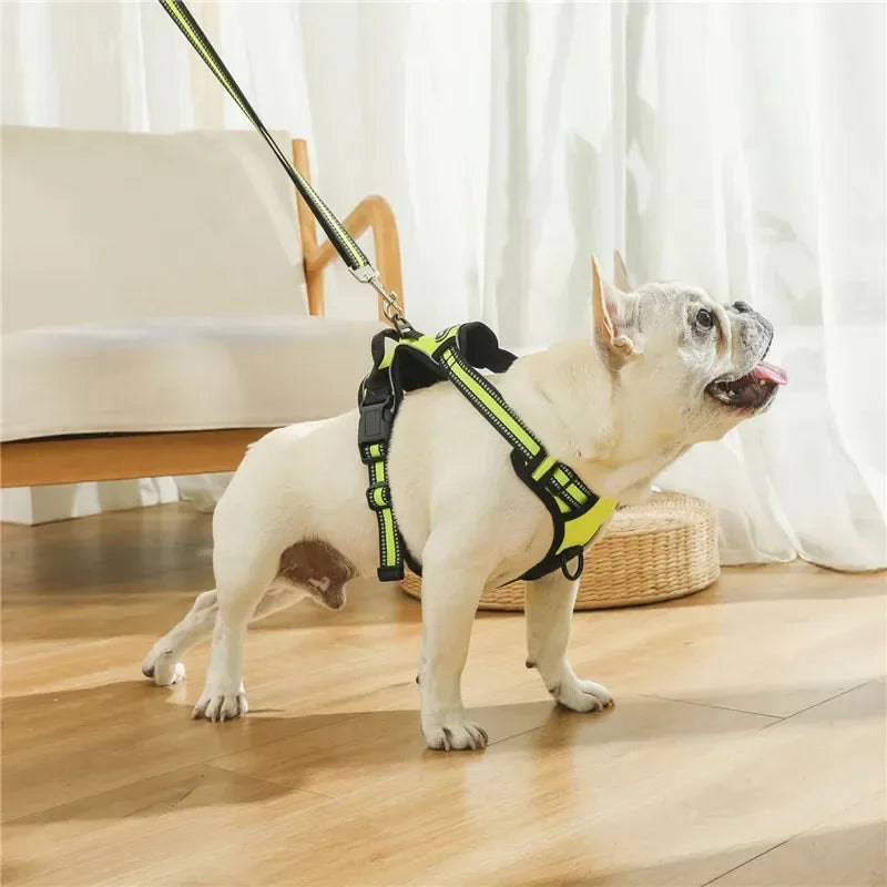 Pet dog chest back anti impact reflective vest style chest back large medium cat dog chest back traction rope set dog harness