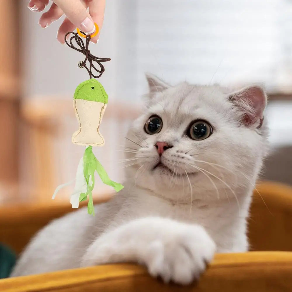 Fish Cat Toy Interactive Cat Toy Cat Toys With Bell For Indoor Outdoor Cats Interactive Fishing Stitchable Toy Interactive Game