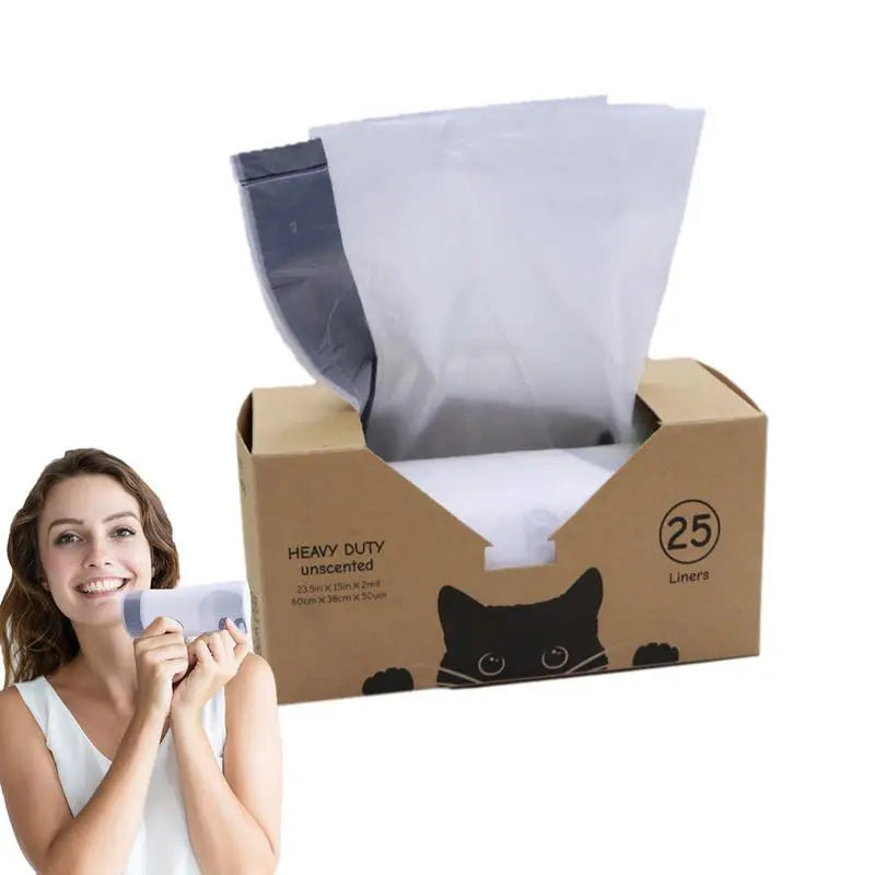 Automatic Cat Litter Box Self Cleaning Bag 25pcs Load-Bearing Thick Waste Bags For Cat Feces With Drawstring Cat Supplies For