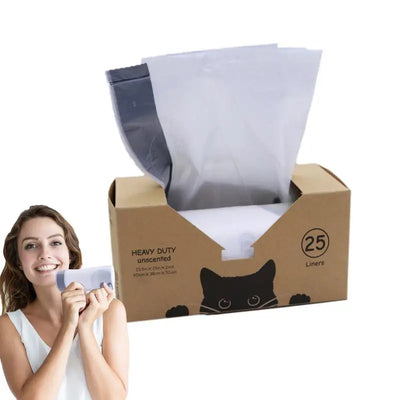 Automatic Cat Litter Box Self Cleaning Bag 25pcs Load-Bearing Thick Waste Bags For Cat Feces With Drawstring Cat Supplies For