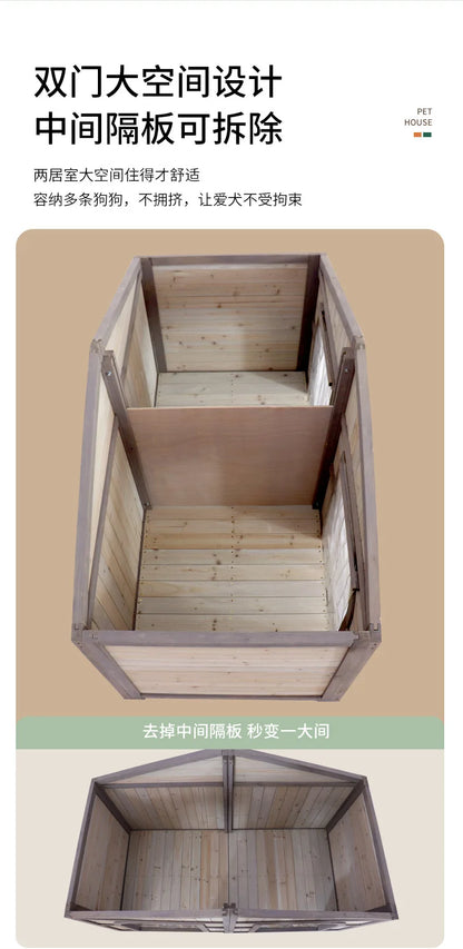 Solid wood dog house dog villa wooden kennel waterproof and rainproof outdoor large kennel dog house type pet