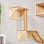 Solid Wood Wall Mounted Cat Tree Double Layered Jumping Platform Ladder Cat Hammock Furniture Cat Climbing Frame