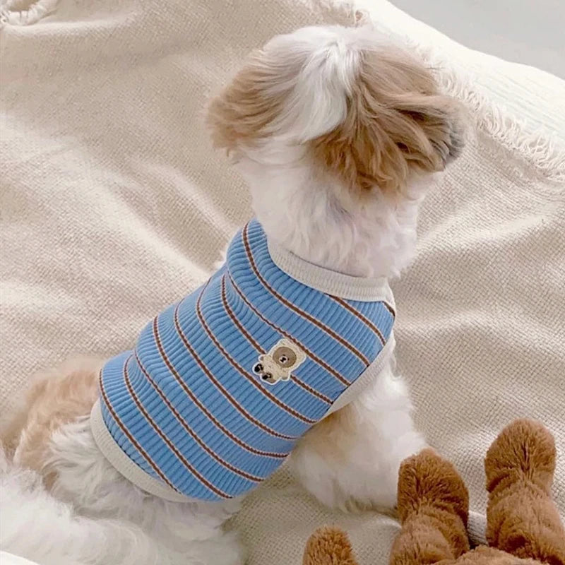 2024 Autumn Winter Thin Dog Vest Pet Dog T-Shirt Plaid Undershirts Puppy Costume Dog Hoodies Chihuahua Bichon Clothing Cat Vests