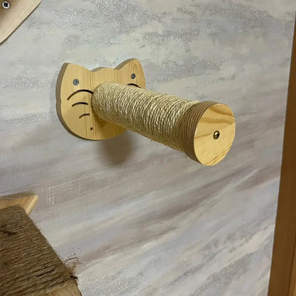 Cat Wall Mounted Furniture Hammock Climbing Shelves Cat Scratching Post Wooden Stairway Shelves Sisal Ladder Cat Climbing Frame