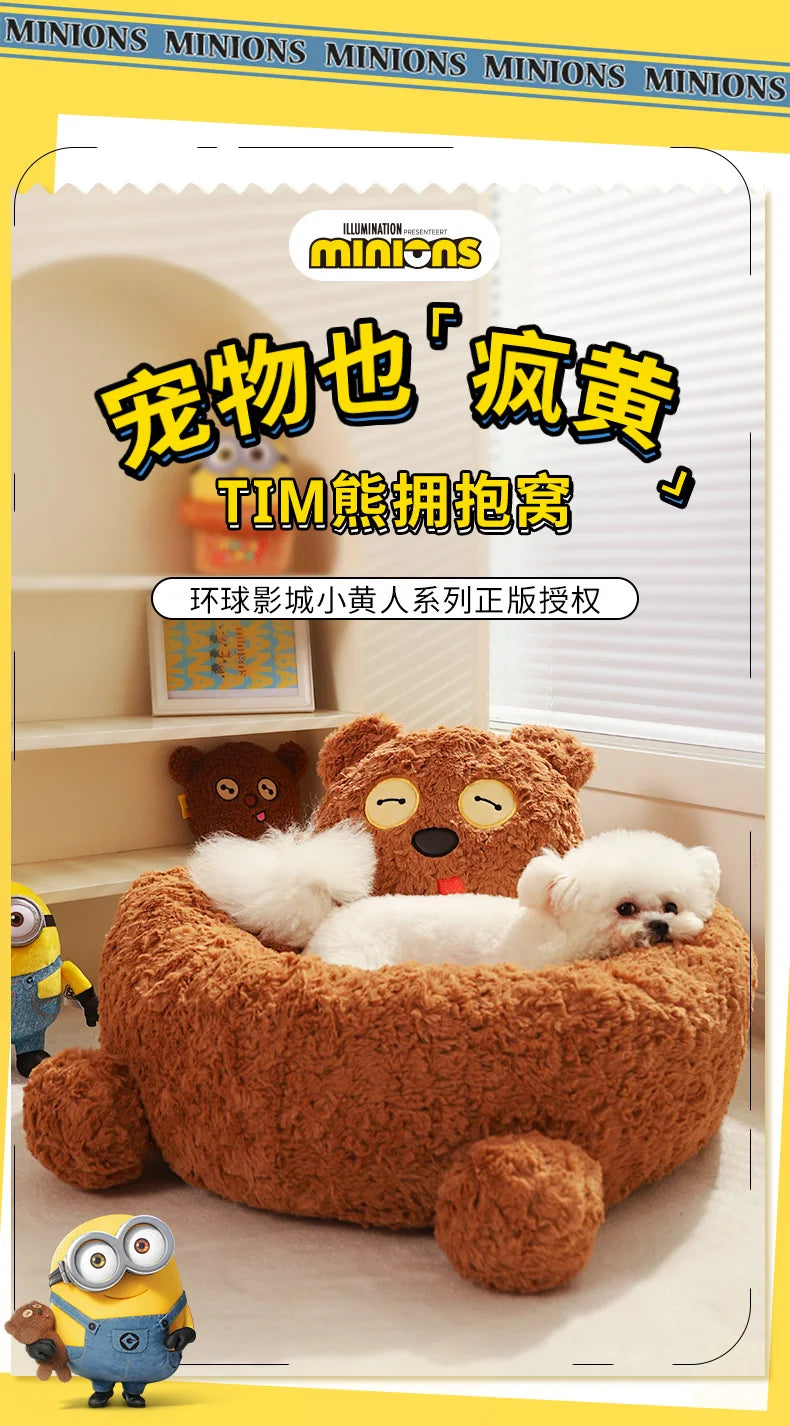 Minions joint series TIM bear pet litter cat litter winter warm kennel small dog teddy pet supplies