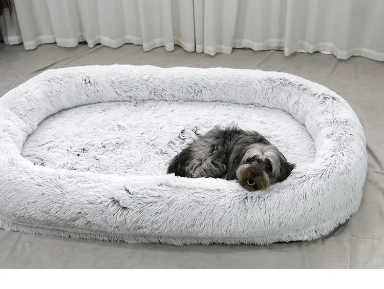 Cross-border explosion human kennel plush human dogbed winter warm sponge dog pad giant dog bed