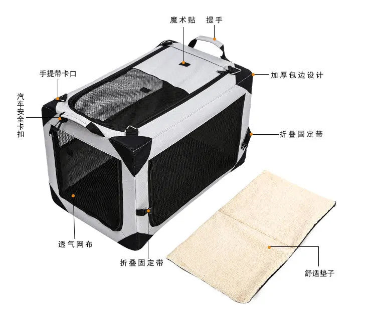 Car cage out portable folding cage dog  nest tent medium large dog golden retriever teddy pet box