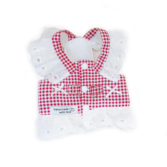 Plaid Dog Harness for Small Dogs, Lightweight Cotton Lace Puppy Harness Vest Dog Accessories Yorkie Chiwawa Beagle Pet Supplies