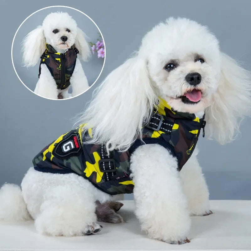 Winter Pet Dog Harness Vest Jacket Clothing Waterproof Coat Dog Clothes For Small Medium Dog Camouflage Windproof Puppy Pug Coat
