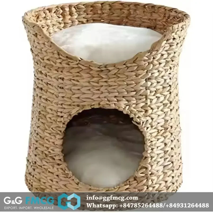 Wholesale 2-tier cat cage handmade from water hyacinth at cheap price made in Vietnam