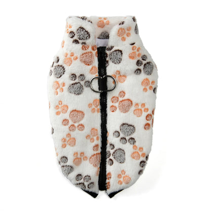 Fleece Dog Clothes Winter Warm Puppy Jacket For Small Dogs Cats Sweater Coat With Zipper D Ring Cute Print Chihuahua Pet Outfits