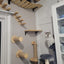 Cat Climbing Shelf Furniture Wall Mounted Cat Hammock and Wooden Stairway with Scratching Post for Cats Indoor Playing and Rest