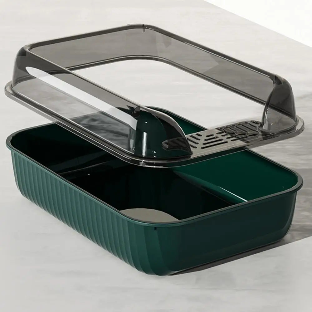 Cat Litter Box Large Pet Litter Box with Scatter Shield Open Top Pet Toilet High Sided Cat Poop Box Pet Cleaning Boxes