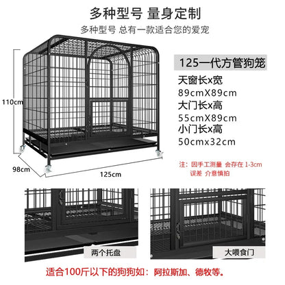 Dog Cage Small Medium Large Dog Square Tube Dog Cage Bold Iron Pet Dog Dog Cage Dog House Teddy Golden Retriever Supplies