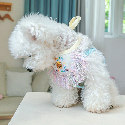 Designer Luxury Pet Dog Collar Lace Up Adjustable Birthday Party Gift Pet Items Cartoon Bear Unisex Neck Accessories for Cats