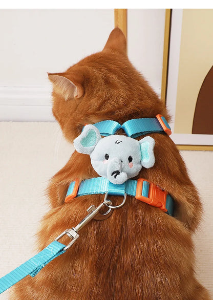 No Pull Cat Harness and Leash Set for Walking Escape Proof, Adjustable Nylon Mesh Cute Cat Harness for Cats Small Medium Dogs