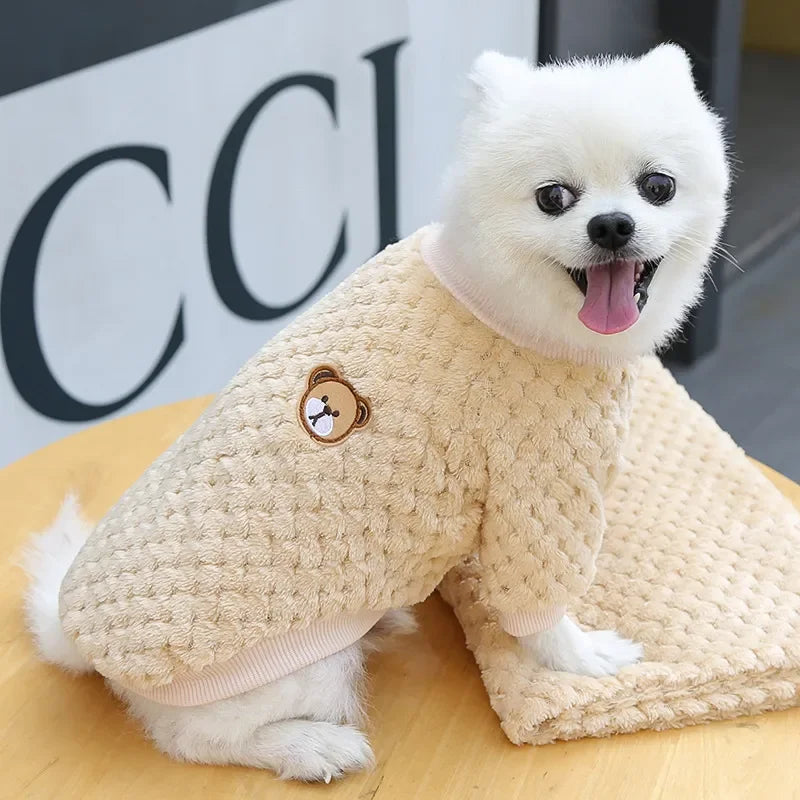 New Warm Fleece Pet Clothes Cute Print Coat Small Medium Dog Cat Shirt Jacket Teddy French Bulldog Chihuahua Winter Outfit