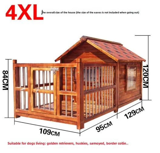 Dog House Outdoor Waterproof  Solid Wood Dog Villa with Yard Outdoor Rainproof Type Four Seasons Universal Pet Kennel