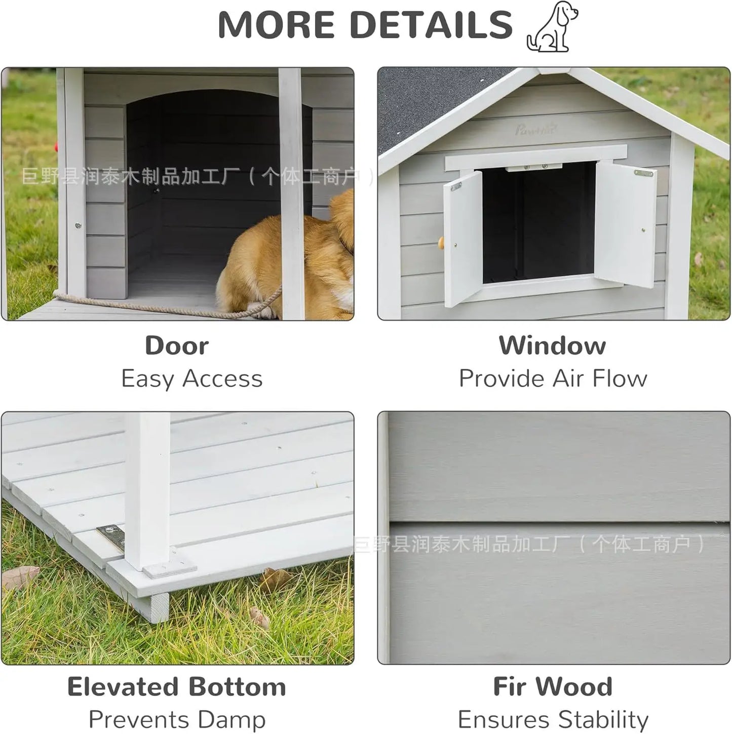 Outdoor rain and sun protection Solid wood dog house Dog house Preservative wood Pet nest Universal warm cat kennel Kennel