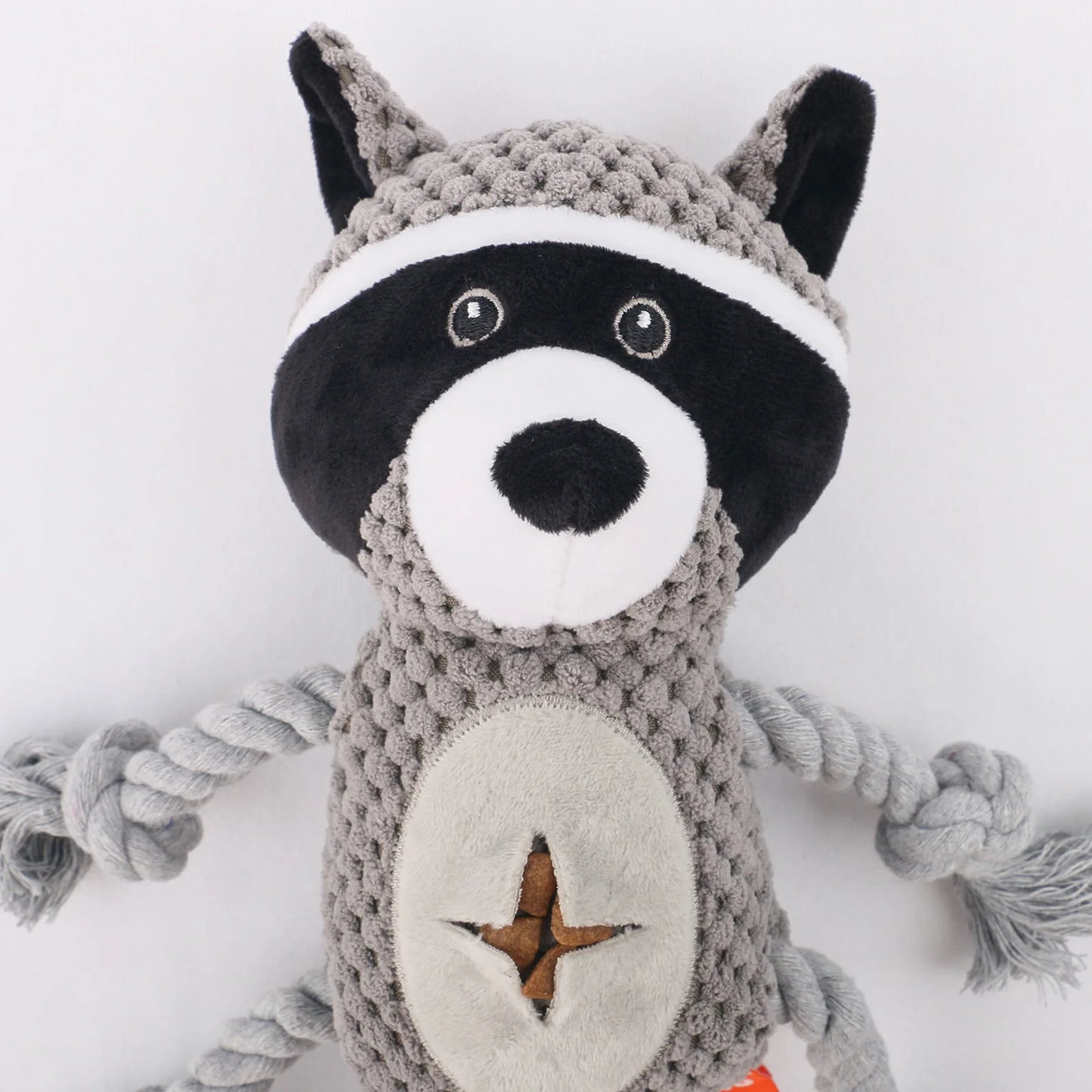 Dog Plush Toy Spot Plush Stuffed Raccoon Pet Toy With Food Leakage Function Interactive Sounding Dog Toy Fleece Squeak Toys