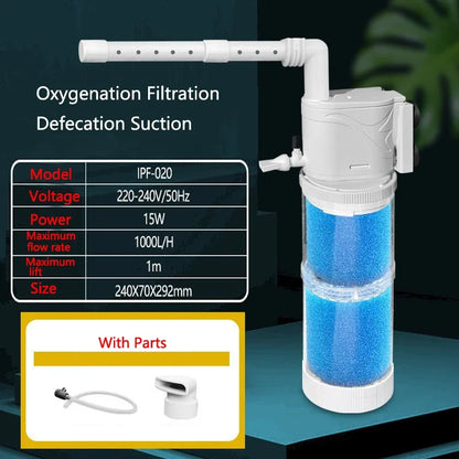 Internal Aquarium Filter Pump Fish Tank Submersible Silent Air Oxygen Aerator Internal Water Pump Aquarium Air Pump Wave 5-in-1