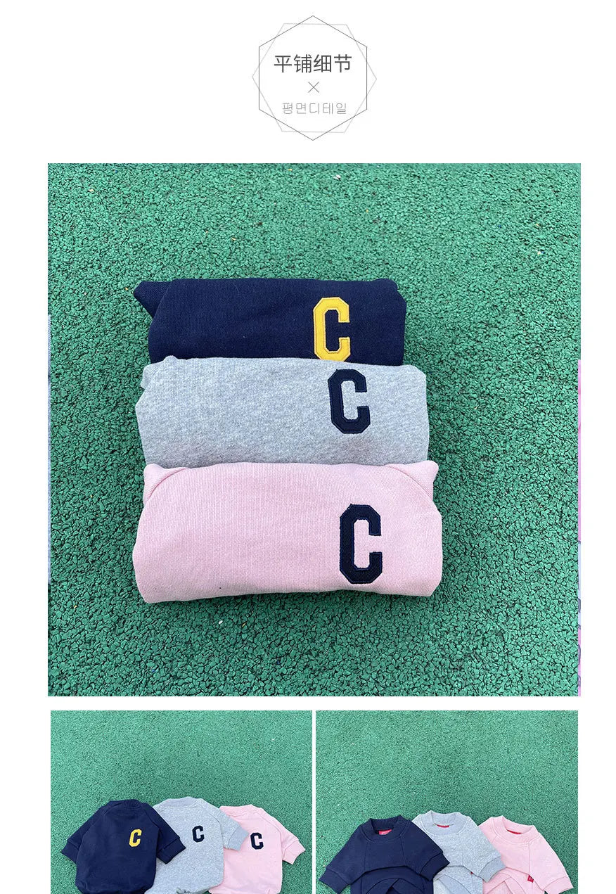 The New  Pet Clothes  Dog Costume Embroidery Crew Neck Parent-child Wear Spring and Autumn Pure Cotton Three Colors Seven Sizes