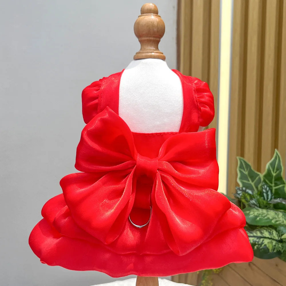 Big Bow Pet Wedding Dress with Buckle Luxury Dog Full Dresses for Small Dogs Pomeranian Poodle Puppy Cat Skirt mascotas Clothes