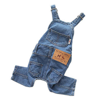 Dog Jeans Jumpsuit for Small Medium Large Dogs Adjustable Pet Denim Clothes Costumes Vintage Washed Dog Pants Overall for Dogs