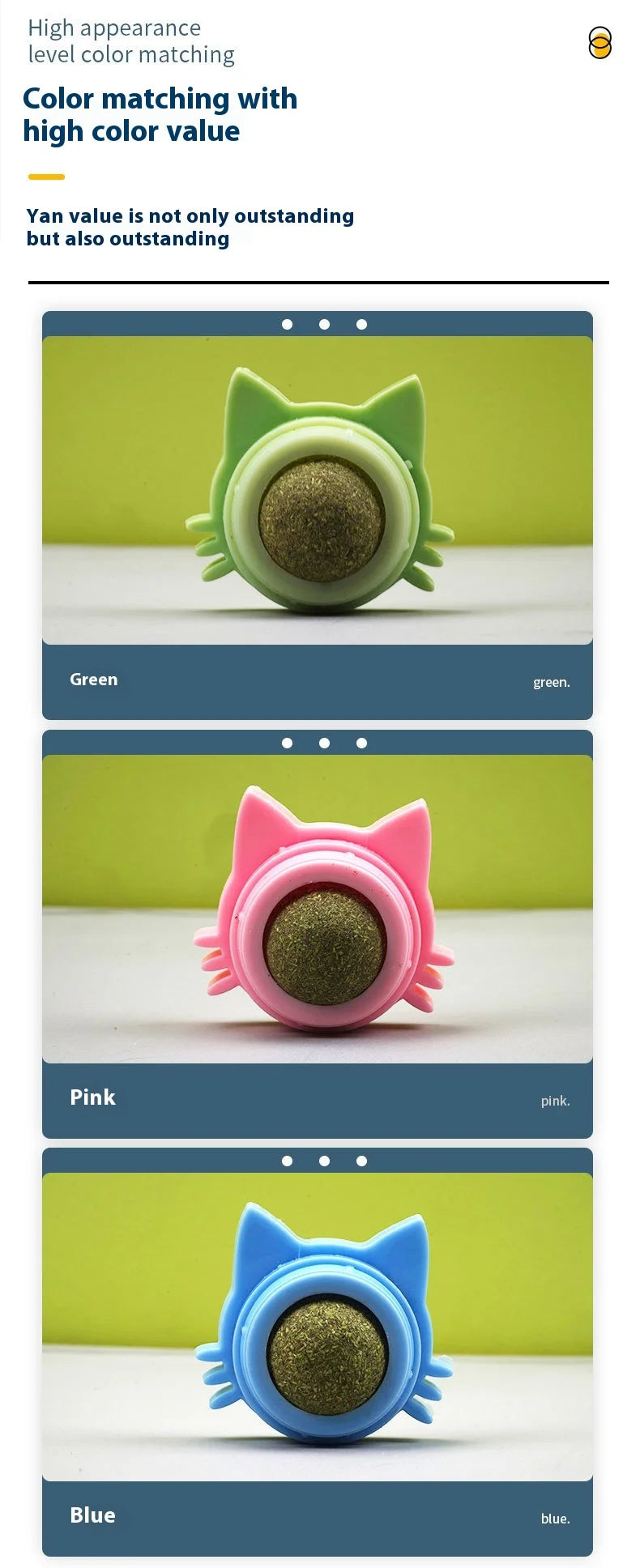 Cat Ear Peppermint Rotating Ball Cat Happy Interactive Cat Toy Worms Gall Fruit Wood Polygonum Toy Ball