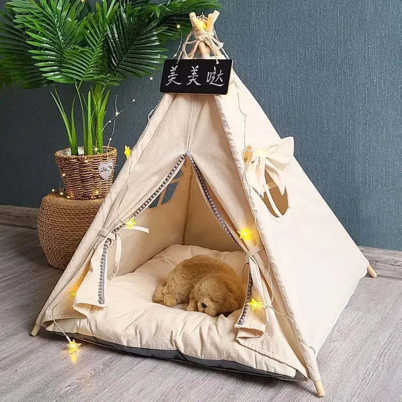 NK0 Internet celebrity ins pet tent teddy kennel corgi dog bed cat litter four seasons medium and small dog semi-closed removabl