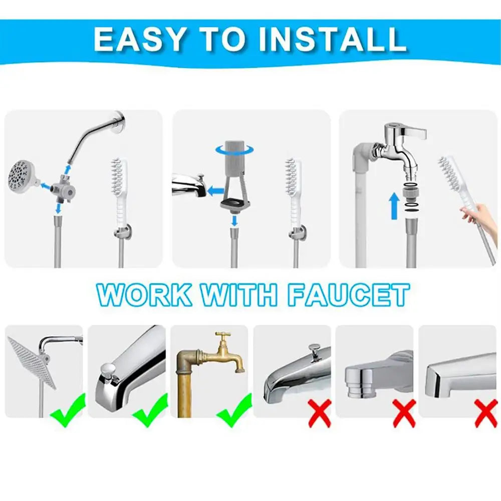 Pet Shower Sprayer Multifunctional Dog Bathing Massage Sprayer Indoor Outdoor Pet Cleaning Showerhead For Bathroom Toilet Garden