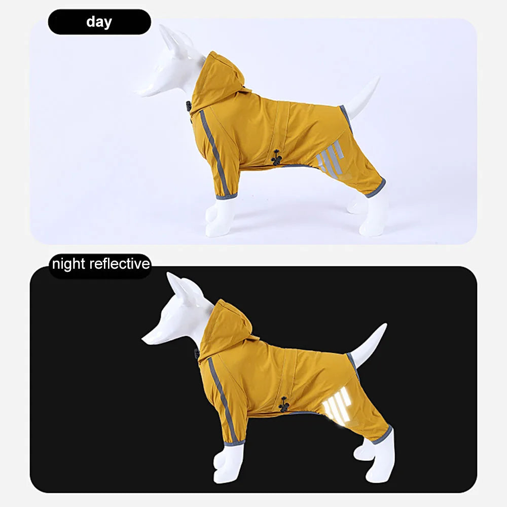 Puppy Raincoat Water-resistant Dog Overalls Raincoat Waterproof Dog Clothes Reflective Small Dogs Rain Jumpsuit Pet Accessories