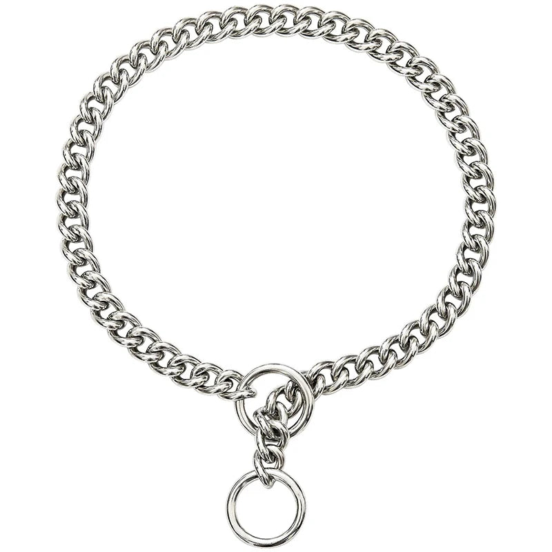 Durable Silver Dog Chain Collar Stainless Steel Choke Cuban Link Necklace Pet Training Collar for Small Medium Large Dogs Pitbul