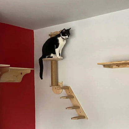 Wall Mounted Cat Climbing Shelves Scraper for Cat Scratching Post Cat Accessories Tower Tree For Cats Toys Pet Furniture Wooden