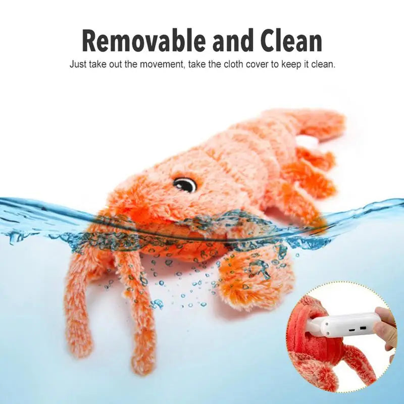 Dog Plush Chew Toy USB-Charged Pet ChewingToy Floppy Lobster Dog Toy Washable Cute Cat Toys For Puppy Dog Cats For Home Outdoor